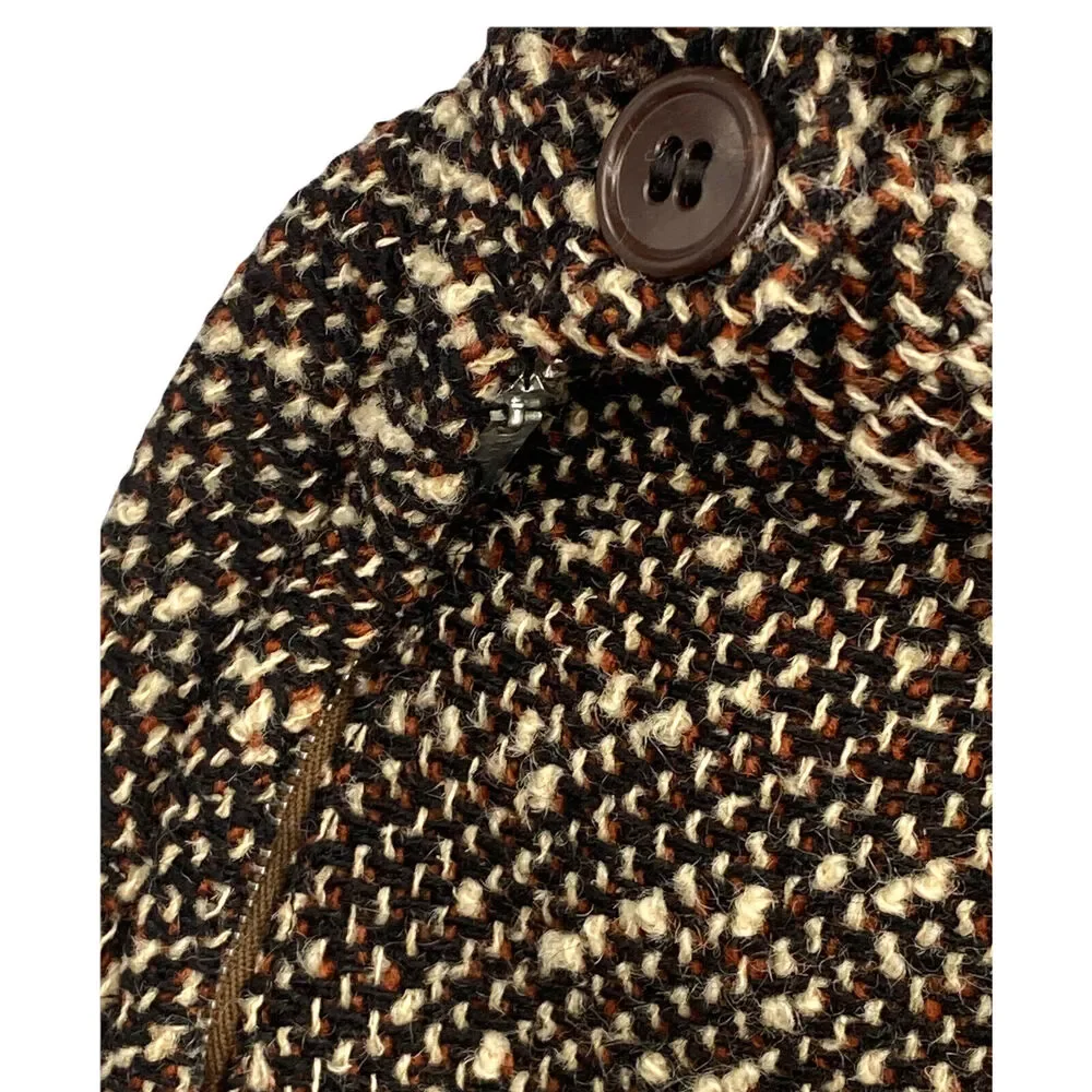 VTG Midi Pencil Skirt Womens M Brown Wool Tweed Mohair Straight Career Preppy
